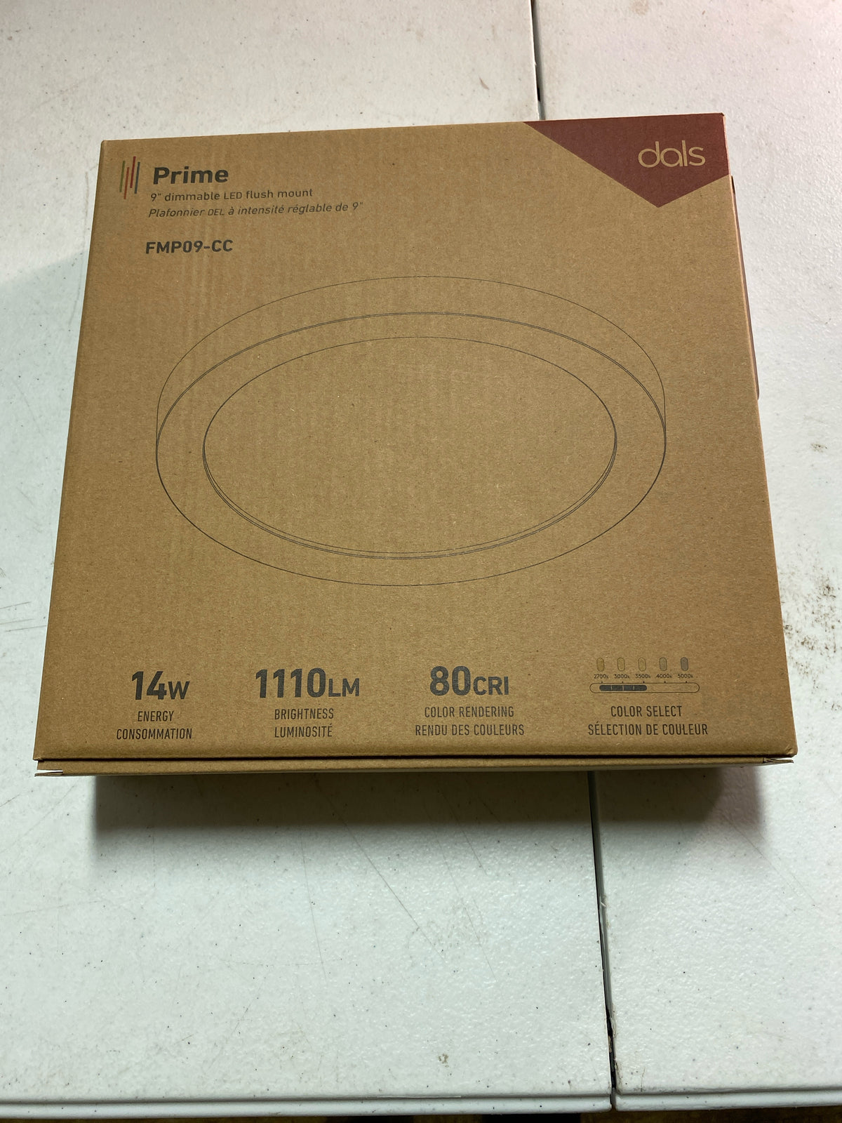 DALS Lighting FMP09-CC-WH Prime 9" Wide Flush Mount Drum Ceiling Fixture - White