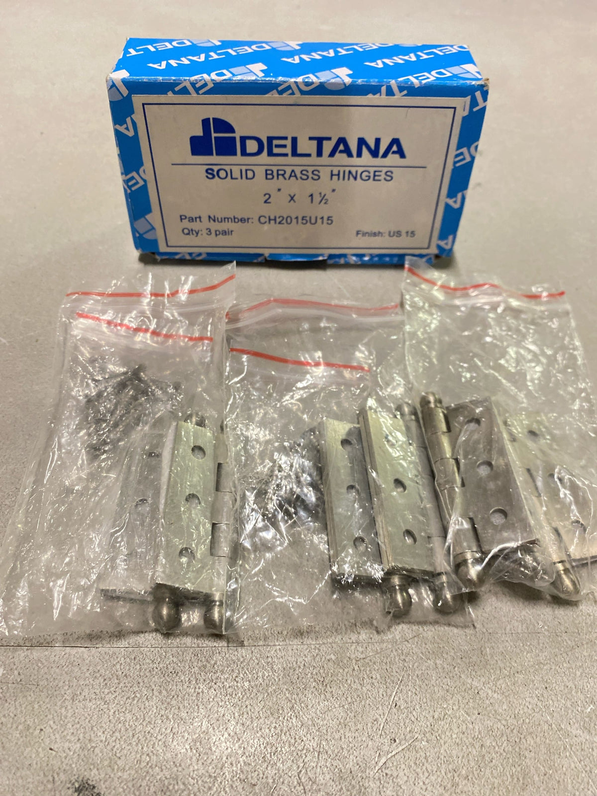 Deltana CH2015U15 2" x 1-1/2" Solid Brass Cabinet Hinge with Ball Tip Finials - Satin Nickel