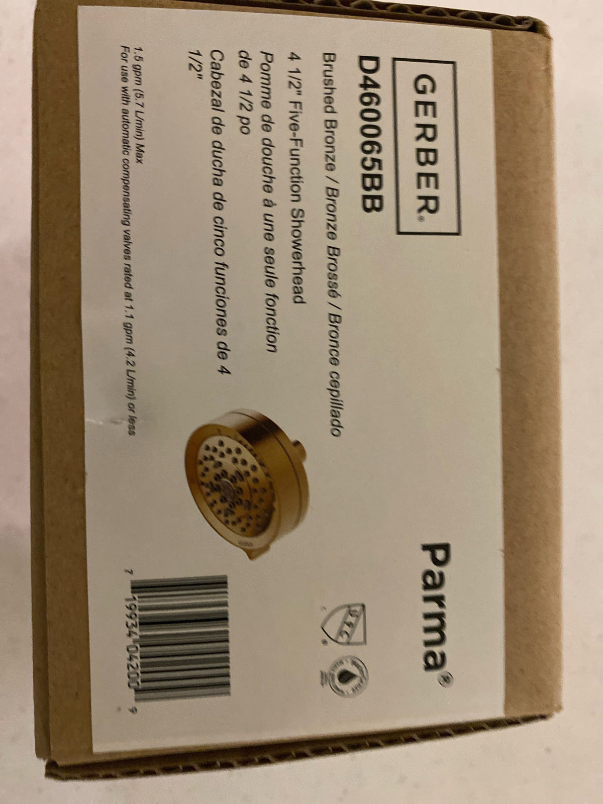 Gerber D460065BB Parma 1.5 GPM Multi Function Shower Head - Brushed Bronze