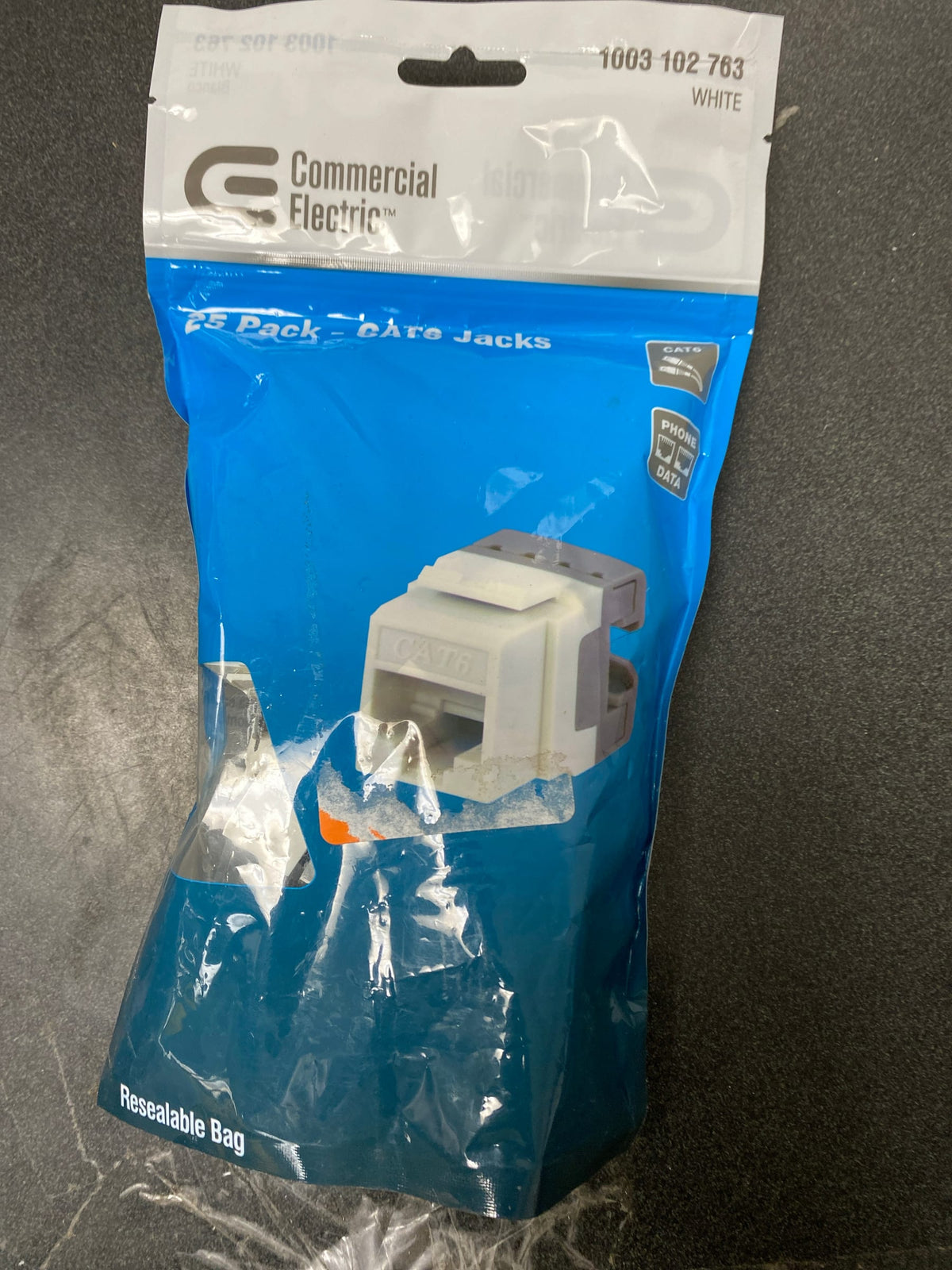 Commercial electric 5016-WH-25 Cat-6 Jack in White (25-Pack)