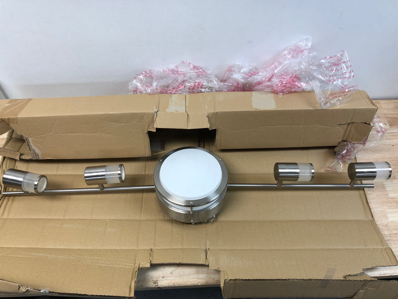 Hampton bay HBTF1045R3A-35 Greyrock 3.44 ft. 4-Light Brushed Nickel Integrated LED Fixed Track Lighting Kit with Rotating Heads & Flush Mount Light