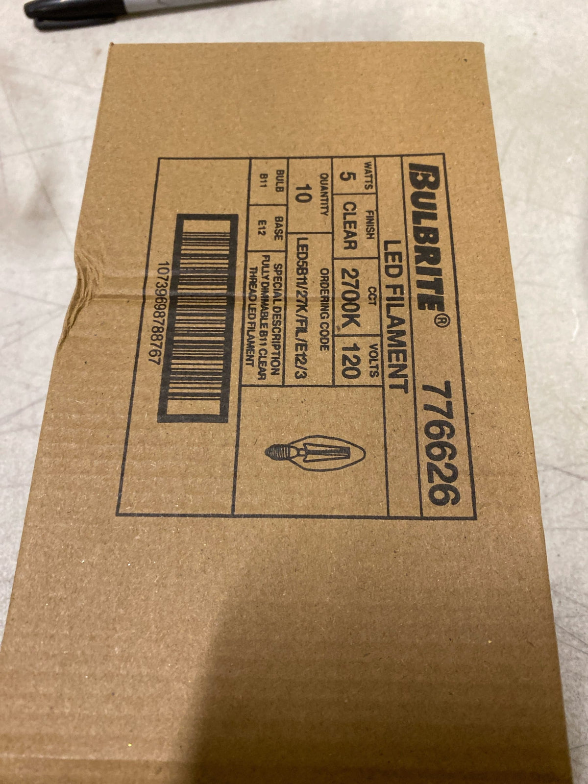 Bulbrite 776626, High Lumen Higher Equivalency, 5 Watt Clear B11 LED Filament Light Bulb, E12 Candelabra Base, 2700K 500 Lumens, LED5B11/27K/FIL/E12/3