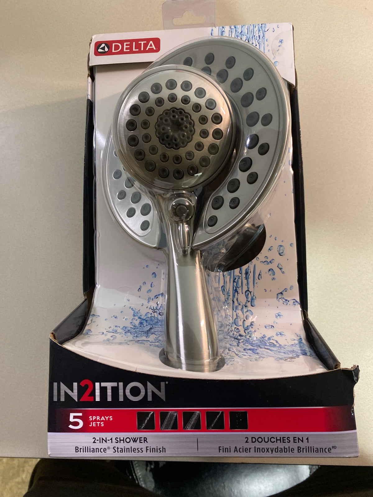 Delta 58569-SS-PR-PK In2ition 1.75 GPM 2-in-1 Multi Function Shower Head / Handshower with Hose and Shower Arm Mount Included - Lumicoat Stainless