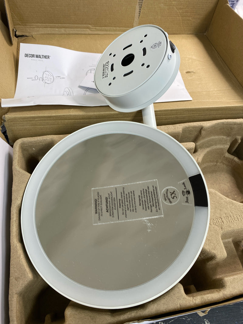 WS Bath Collections WS 92WD WM WS 8-1/2" W x 8-7/8" H Modern Circular Framed Bathroom Wall Mirror with LED Lighting - Matte White