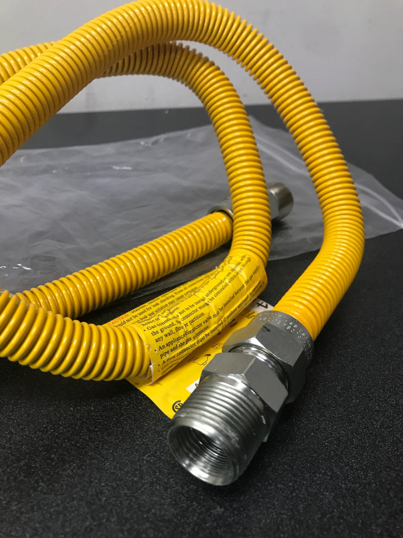 Jones Stephens G71150 48" Stainless Steel Gas Connector with 3/4" and 3/4" Fittings - Yellow