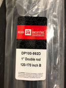 Rod desyne 100-17-992-D 120 in. - 170 in. Telescoping 1 in. Double Curtain Rod Kit in Black with Selma Finial