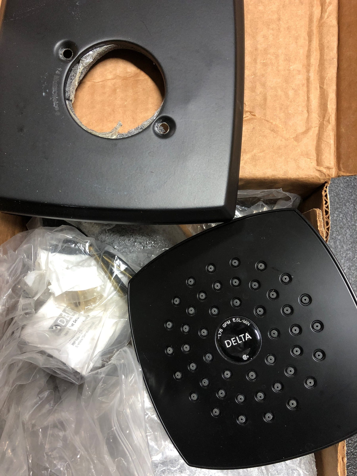 Delta T14437-BL Velum Monitor 14 Series Tub and Shower Trim Package with 1.75 GPM Single Function Shower Head with Touch-Clean Nozzles - Matte Black