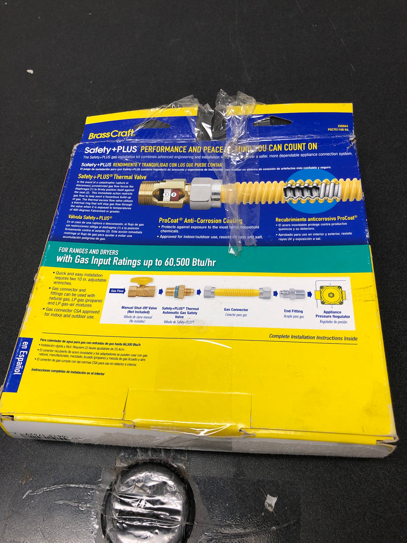 Brasscraft PSCTE1106 K5 Safety+PLUS2 (1/2 in. O.D.) Gas Dryer and Range Installation Kit w/ Thermal Excess Flow Valve (60,500 BTU)