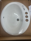 Kohler K-2905-4-0 Farmington 19-1/4" Oval Cast Iron Drop In Bathroom Sink with Overflow and 3 Faucet Holes at 4" Centers - White