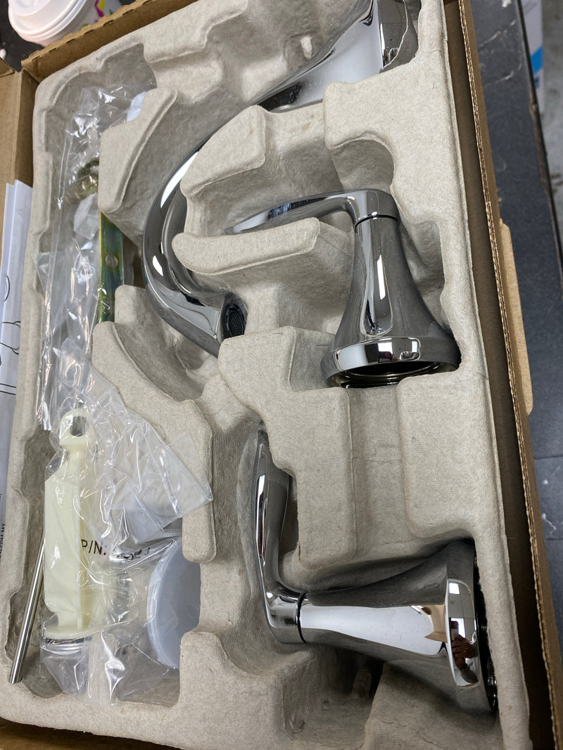 Moen T6420BN Eva 1.2 GPM Deck Mounted Bathroom Faucet with Pop-Up Plug- Less Drain Assembly - Brushed Nickel
