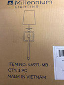 Millennium Lighting 46971-MB 26" Tall Wall Sconce with Tapered Fabric Shade - Matte Black