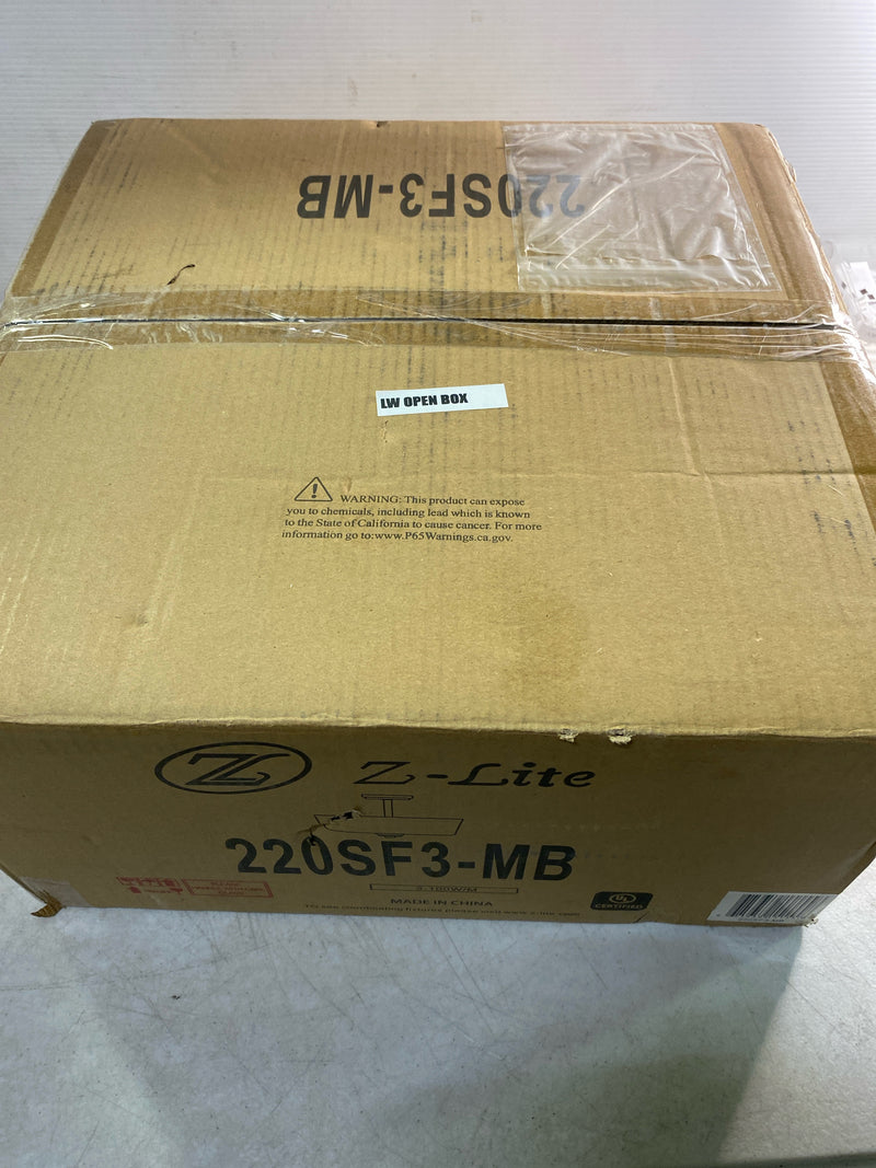 Unbranded 220SF3-MB Arlington 14.75 in. 3-Light Matte Black Semi Flush Mount with Matte Opal Glass Shade