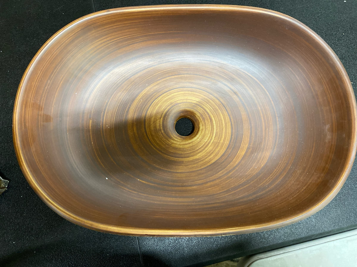 Homary Bathroom Vessel Sink, 23" Oval Bowl Sink Retro Ceramic Washbasin Above Counter for Bathrooms