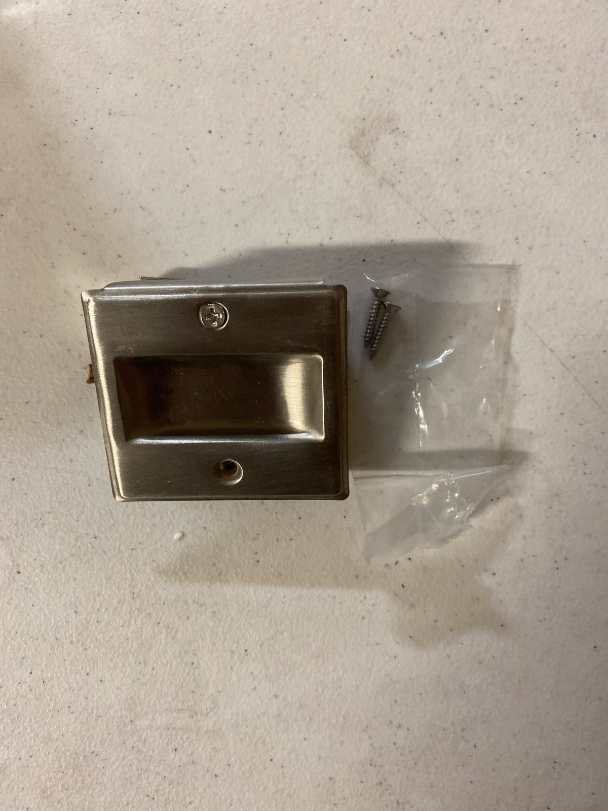 Deltana SDP25U15 Solid Brass 2-1/2" x 2-3/4" Adjustable Pocket Door Passage Lock - Satin Nickel