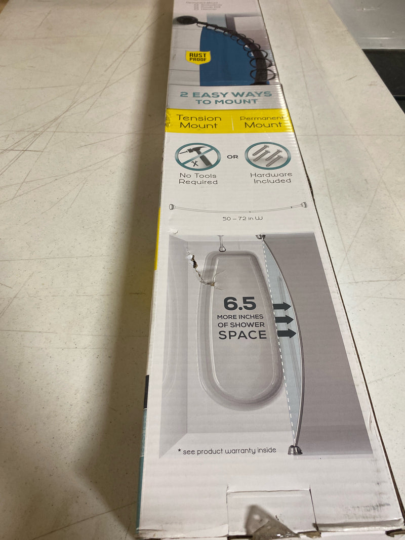 Zenna home 72S2ALBKL NeverRust 50 in. to 72 in. Aluminum Curved Dual Mount Shower Curtain Rod in Matte Black