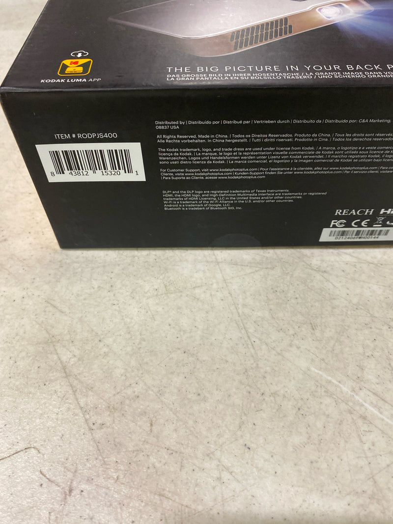 KODAK Luma 400 Portable HD Smart Projector | Wi-Fi, Bluetooth, HDMI & USB Compatible Mini Home Theater System Up to 150” | 720p Native Resolution (4K), 200 ansi Lumens | Tripod Included