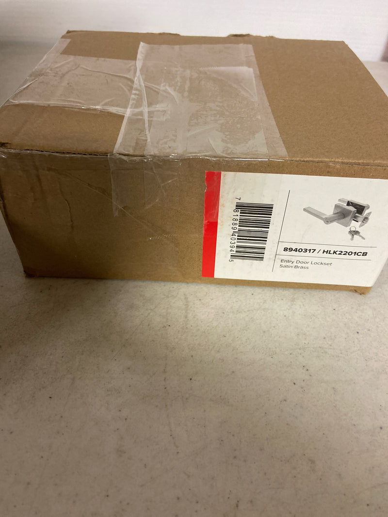 Miseno MLK1022SB Lorton Flat Bar Single Cylinder Keyed Entry Door Lever Set - Satin Brass