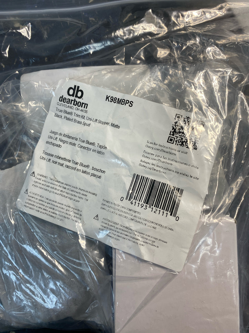 Dearborn K98MBPS True Blue 1-1/2" Tub Drain Kit - with Overflow - Matte Black