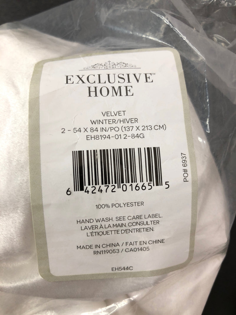 Exclusive home EH8194-01 2-84G Velvet Winter White Solid Light Filtering Grommet Top Curtain, 54 in. W x 84 in. L (Set of 2)
