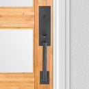 Kwikset Vancouver Matte Black Single Cylinder Low Profile Handleset with Halifax Lever Featuring SmartKey Security