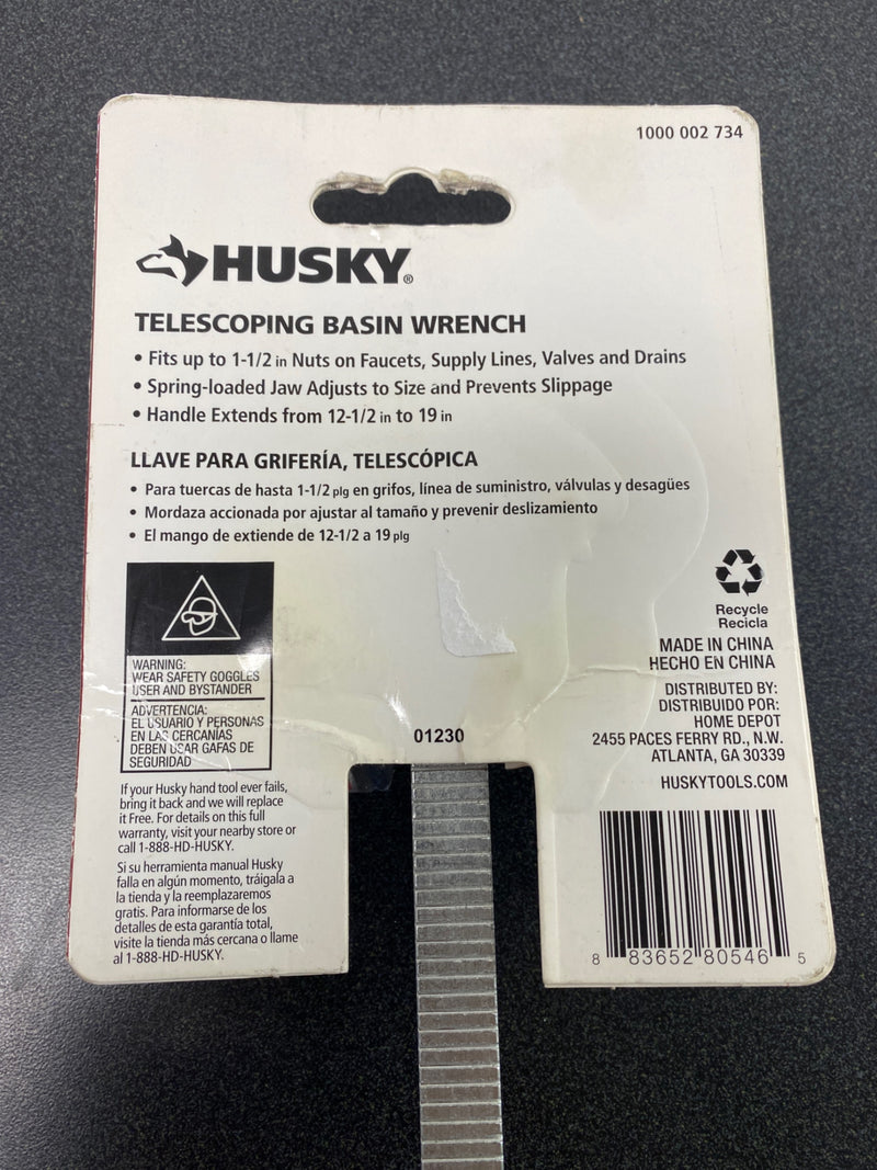 Husky 80-546-111 1-1/2 in. Quick-Release Telescoping Basin Wrench