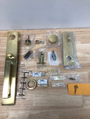 Baldwin EESANxCONCQE044 Santa Cruz Full Plate Single Cylinder Keyed Entry Handleset with Interior Contemporary Knob and Emergency Egress Function - Satin Brass