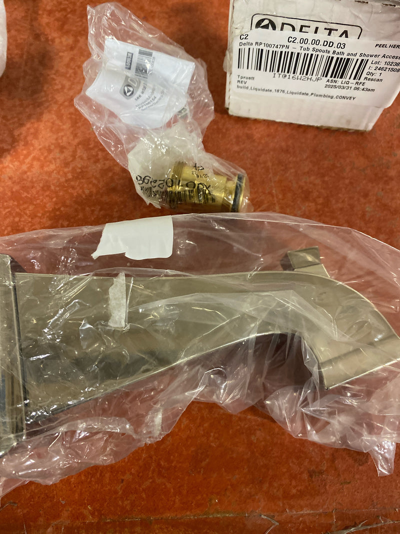 Delta RP100747 Dryden 7-5/8" Non Diverter Tub Spout - Brilliance Polished Nickel