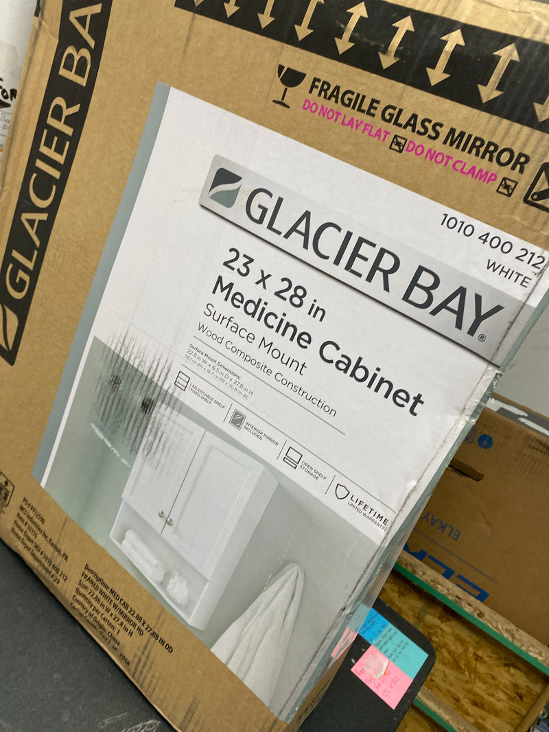 Glacier bay 33155 22-7/8 in. W. x 27-7/8 in. H Framed Surface-Mount Bathroom Medicine Cabinet, White