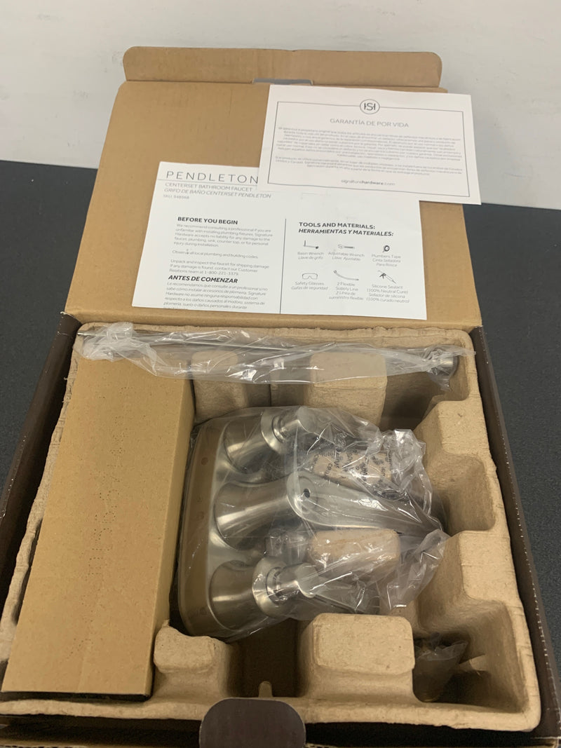Signature Hardware 447829 Pendleton 1.2 GPM Centerset Bathroom Faucet with Pop-Up Drain Assembly - Brushed Nickel