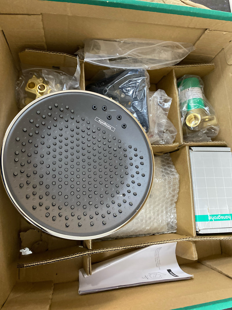 Hansgrohe 26232001 Rainfinity 2.5 GPM 3-Jet Rain Shower Head with Wall Connector Trim, Quick Clean and XXL Performance - Chrome