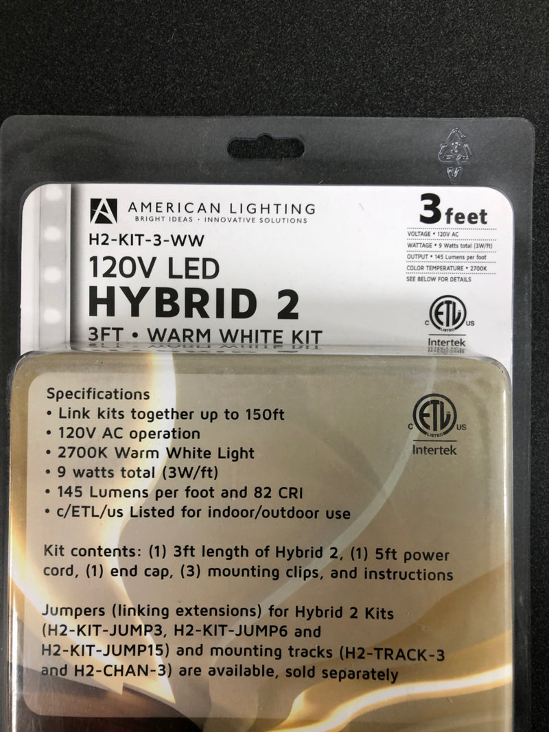 American Lighting H2-KIT-3-WW Hybrid 2 36" Long LED 120V Tape Light Kit - Warm White