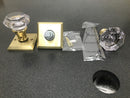 Baldwin FDCRYTSR044 Crystal Non-Turning Two-Sided Dummy Door Knob Set with Square Rose - Satin Brass