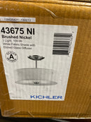 Kichler 43675NI Shailene 14 in. 3-Light Brushed Nickel Round Hallway Transitional Semi-Flush Mount Ceiling Light with Microfiber Shade
