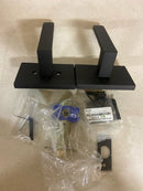 Emtek 5212DTUS19RH Dumont Right Handed Privacy Door Lever Set with Modern Rectangular Rose from the Brass Modern Collection - Flat Black