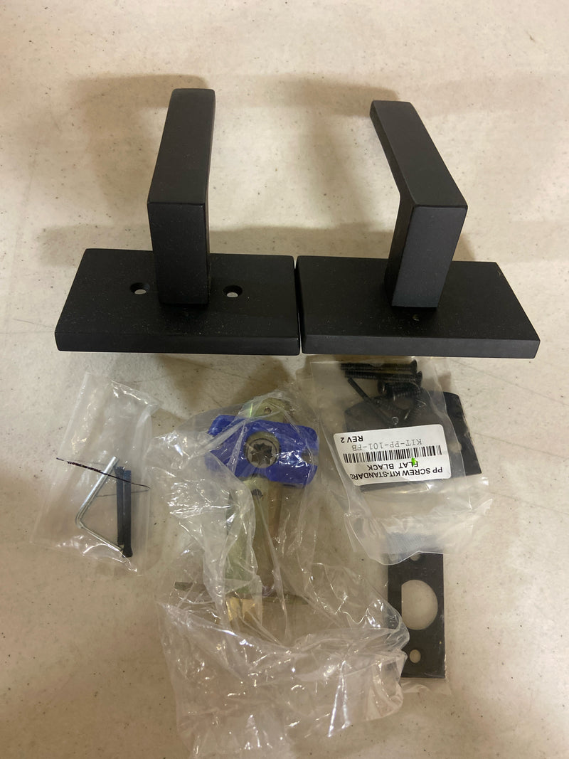 Emtek 5212DTUS19RH Dumont Right Handed Privacy Door Lever Set with Modern Rectangular Rose from the Brass Modern Collection - Flat Black