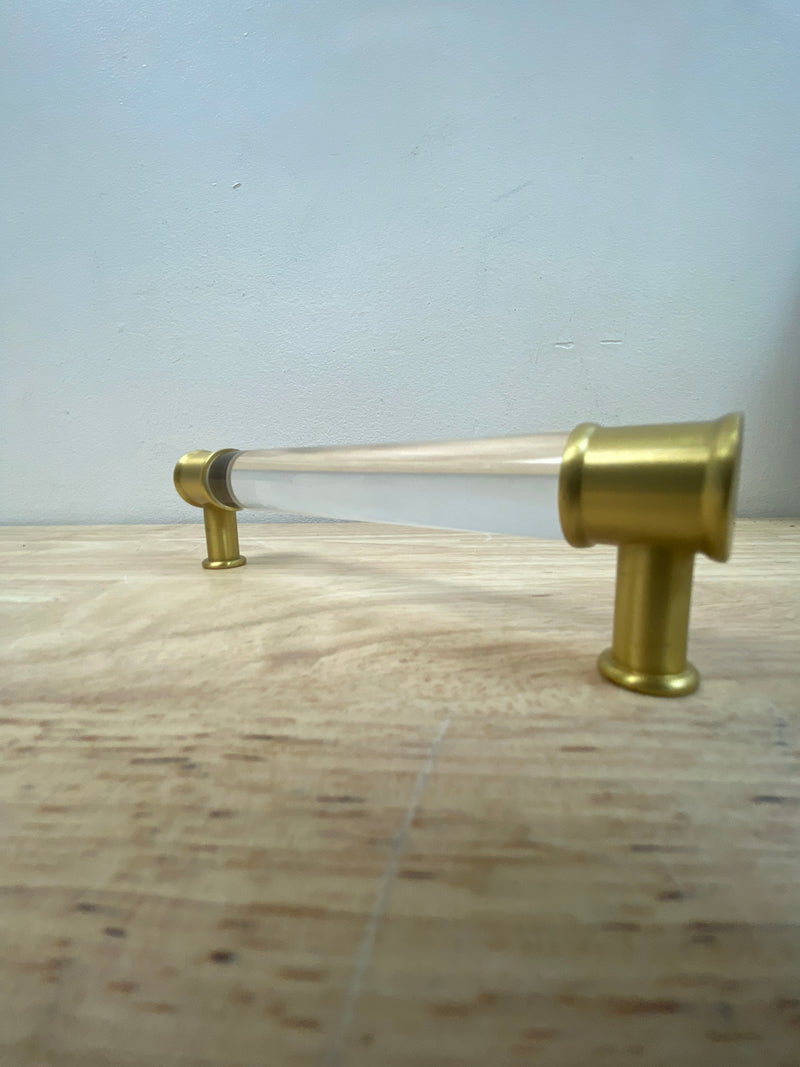 Hickory Hardware P3635-CABGB Midway 5-1/16 Inch (128mm) Center to Center Acrylic Clear Bar Cabinet Handle / Drawer Pull - Crysacrylic with Brushed Golden Brass