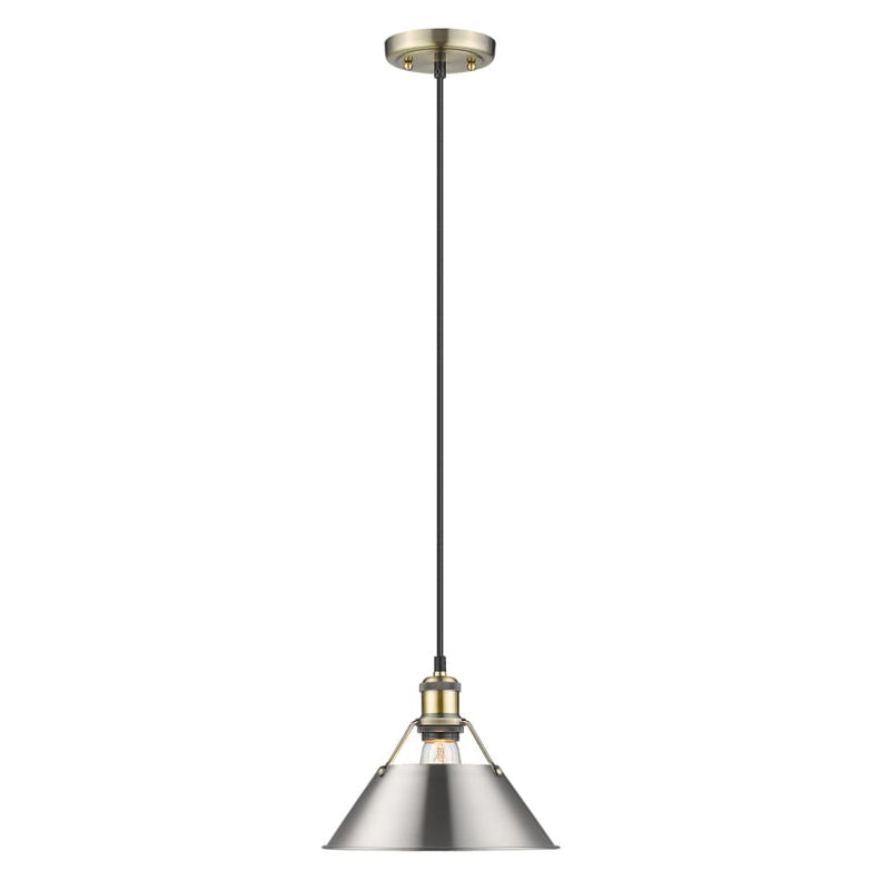 Golden Lighting Orwell 10" Wide Pendant - Aged Brass / Pewter