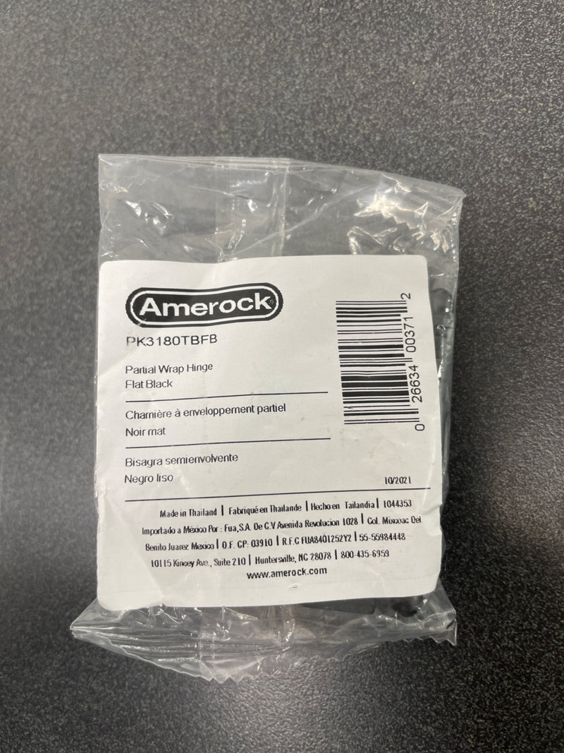 Amerock PK3180TBFB Functional Partial Wrap Full Inset Hinge with Ball Tip - Single Hinge - Flat Black