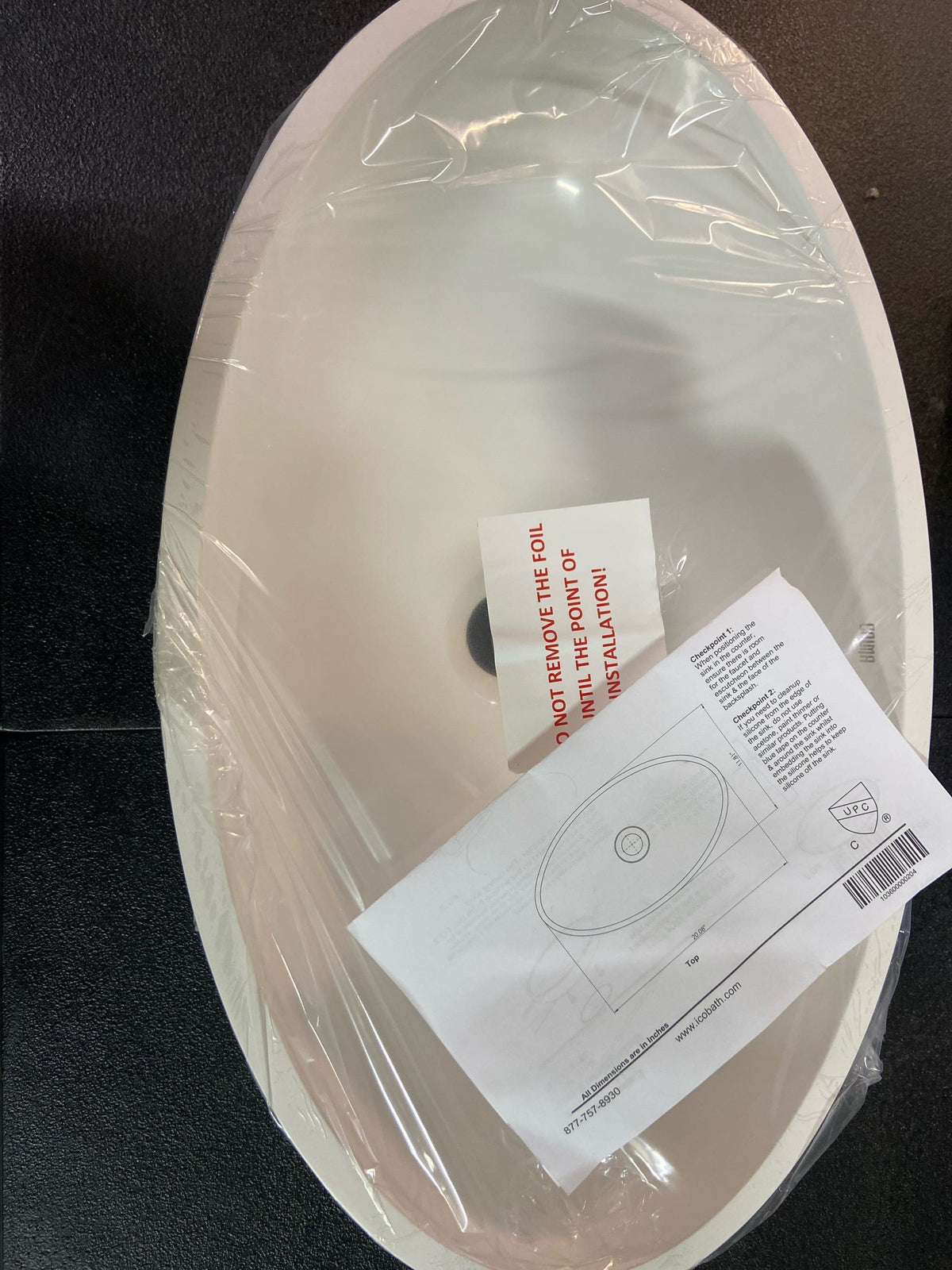 ICO Bath B9711 Calma 11-3/4" Oval Cast Marble Composite Vessel Bathroom Sink - White