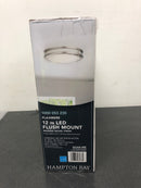 Hampton bay HB1023C-35 Flaxmere 11.8 in. Brushed Nickel LED Flush Mount Ceiling Light with Frosted White Glass Shade