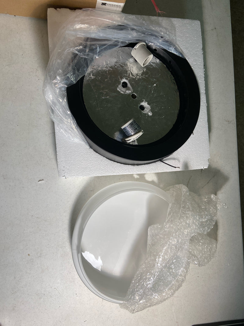 Golden Lighting 1270-13 BLK Multi-Family 2 Light 13" Wide Flush Mount Drum Ceiling Fixture - Matte Black / Opal