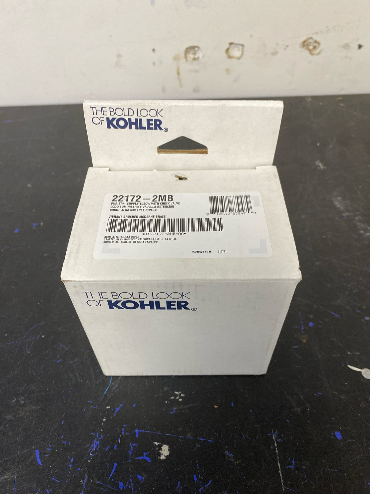 Kohler K-22172-2MB Purist Stillness Wall Supply Elbow with Check Valve - Vibrant Brushed Moderne Brass
