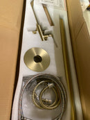 DreamLine FTHV4309X30 Havana Floor Mounted Tub Filler with Built-In Diverter - Includes Hand Shower - Brushed Brass