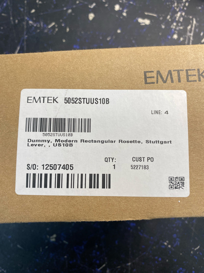 Emtek 5052STUUS10BLH Stuttgart Left Handed Non-Turning Two-Sided Dummy Door Lever Set with Modern Rectangular Rose from the Brass Modern Collection - Oil Rubbed Bronze