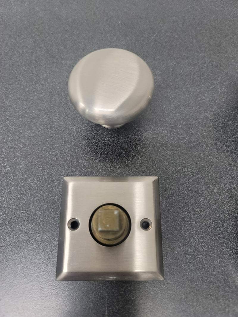 Baldwin FDROUTSR150 Round Non-Turning Two-Sided Dummy Door Knob Set with Square Rose - Satin Nickel