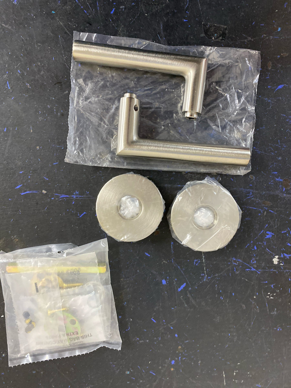 Baldwin 5173.FD 5173 Non-Turning Two-Sided Dummy Door Lever Set with 5046 Rose from The Estate Collection - Satin Nickel