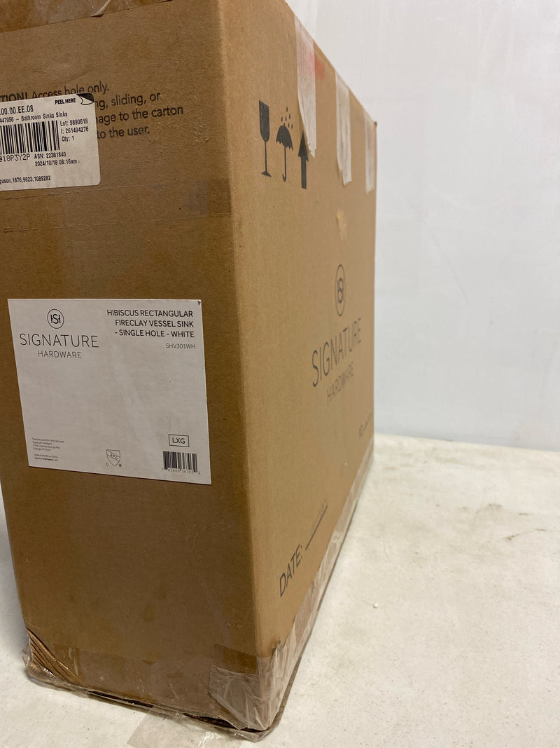 Signature Hardware SHV301WH Hibiscus 20" Fireclay Vessel Bathroom Sink with Single Faucet Hole - White