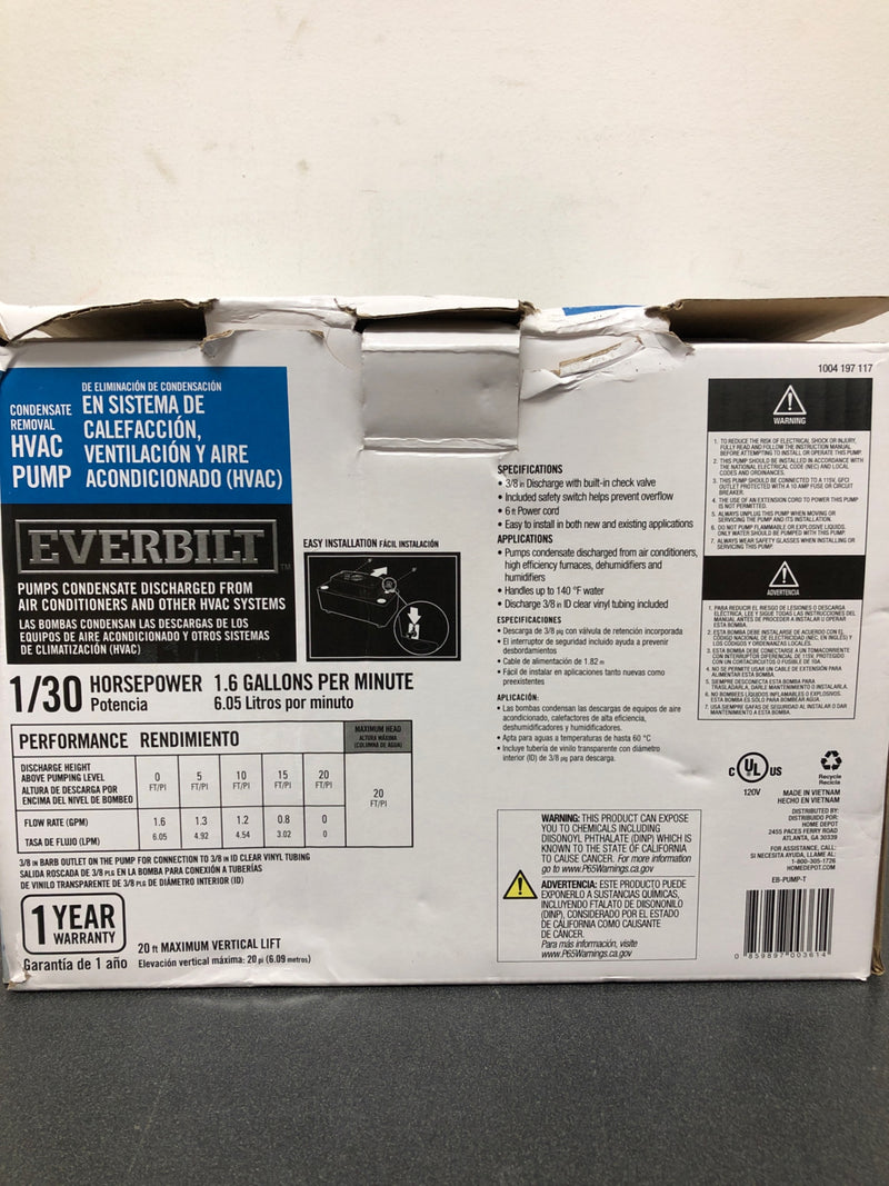 Everbilt 120-Volt Condensate Pump w/Hose