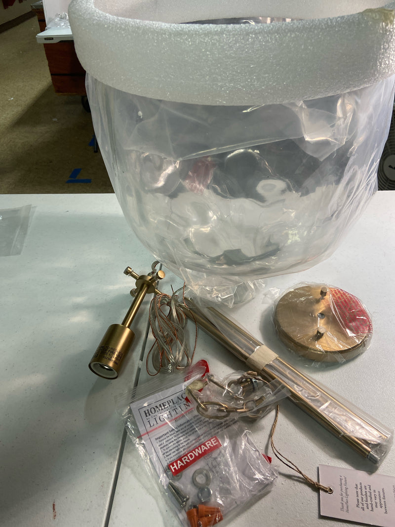 Capital Lighting 325717AD Single Light 15" Tall Pendant with Clear Water Glass Shade - Aged Brass