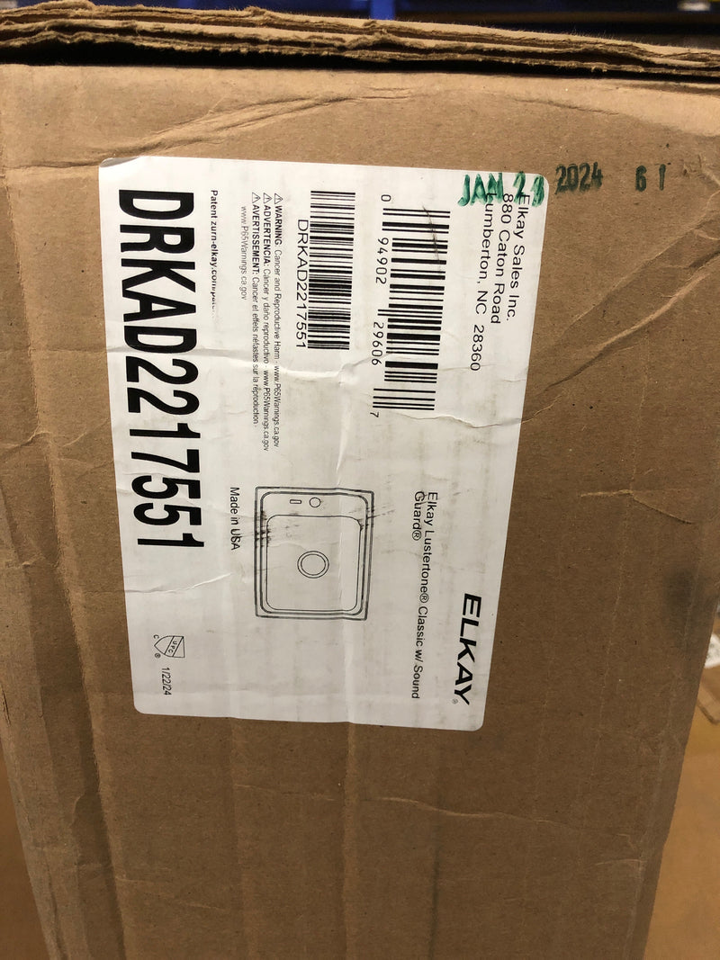 Elkay DRKAD2217551 Lustertone Stainless Steel 22" Single Basin Self Rimming Classroom Sink with 5-1/2" Bowl Depth - 1 Faucet Hole